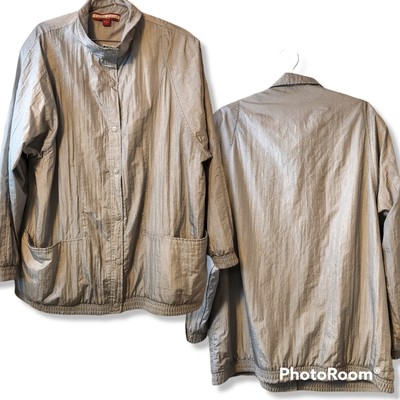 ✨ Vintage Y2K Crinkle Nylon Jacket Metallic XL 🧥 - Picture 2 of 7